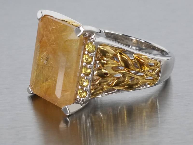 Rutilated Quartz Estate Ring in Sterling Silver