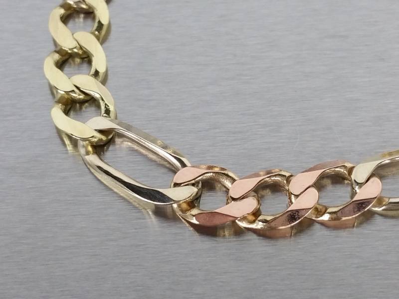 Italian 8 Figaro Two-Tone Bracelet in 10k Gold