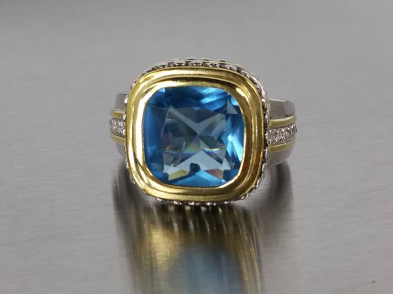 Aqua Estate Ring in Sterling Silver