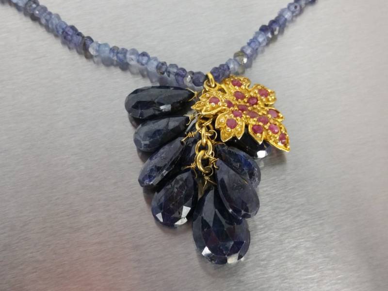 Ladies Gorgeous Natural Ruby, Lapis, and Amethyst () Necklace