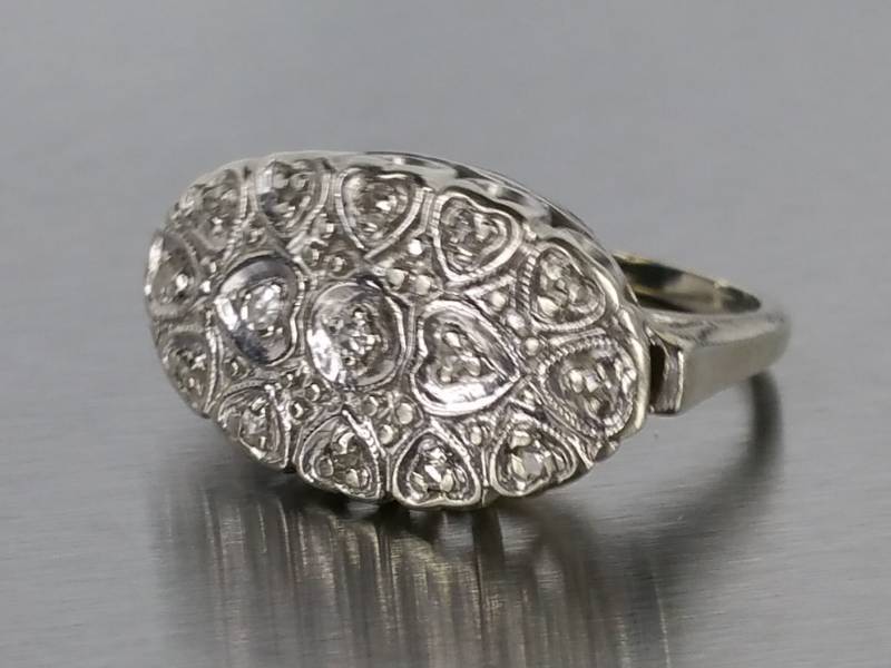 Ladies Vintage Diamond Estate Ring in 14k White Gold