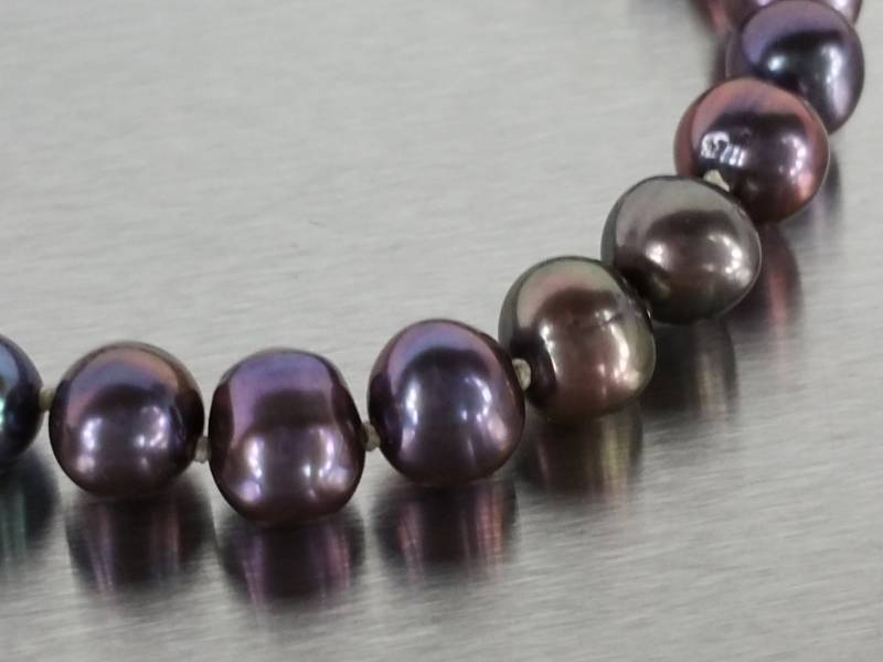 Beautiful Tahitian Peacock Multi-Color Black Pearl 7 Bracelet with 14k Clasp