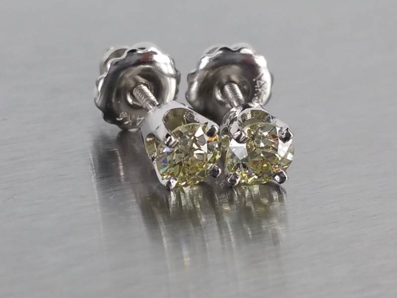 12 Carat Screw Back Diamond Stud Earrings in 14k White Gold