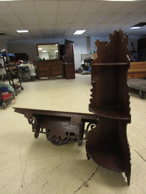lot 906 image: WOODEN SHELVES