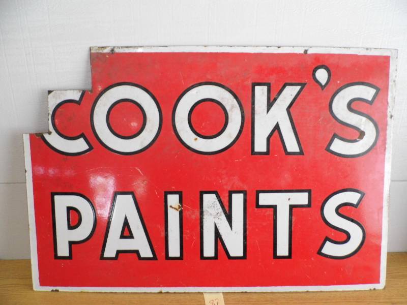 Double Sided Porcelain Cooks Paints Sign