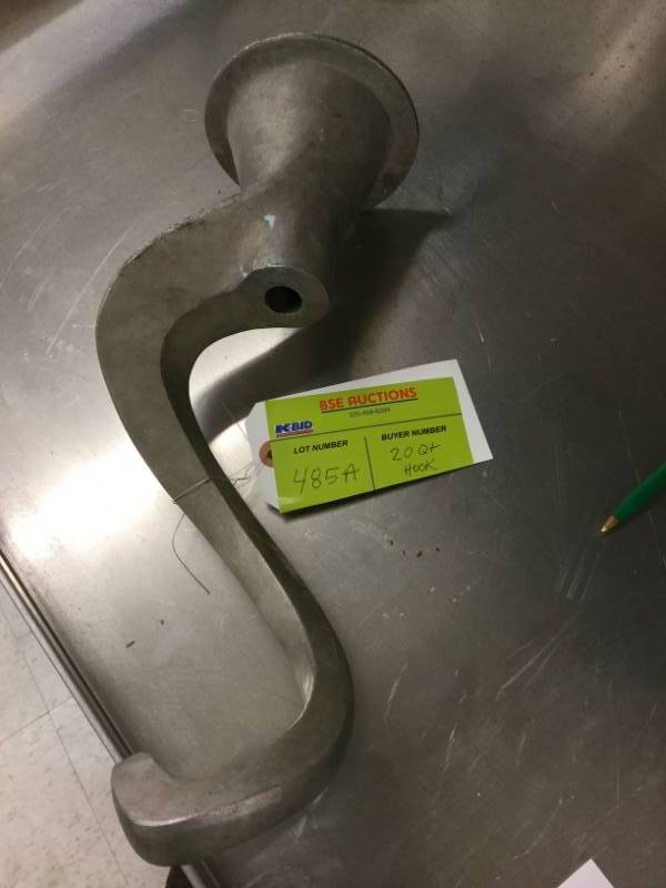 lot 485A image: 20 Qt Hook for Planetary Mixer
