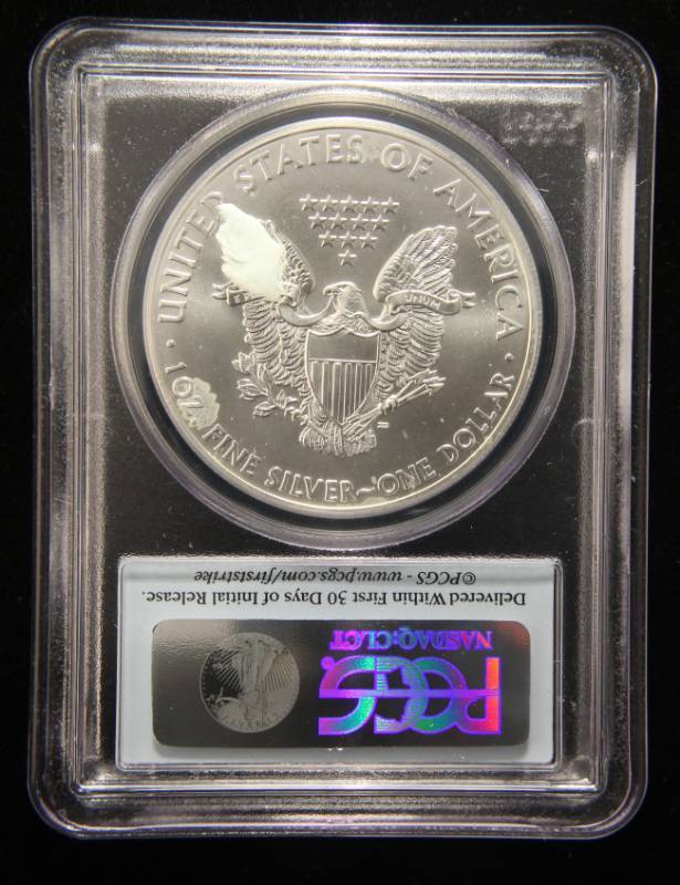 2012(W) AMERICAN SILVER EAGLE 1 TROY OZ. .999 FINE SILVER MS70 PCGS FIRSTSTRIKE