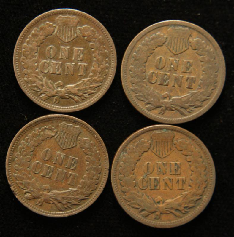 4 INDIAN HEAD CENTS 1891 1895 1903 1906