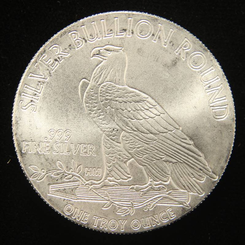 1 TROY OZ. .999 FINE SILVER INCUSE INDIAN DESIGN