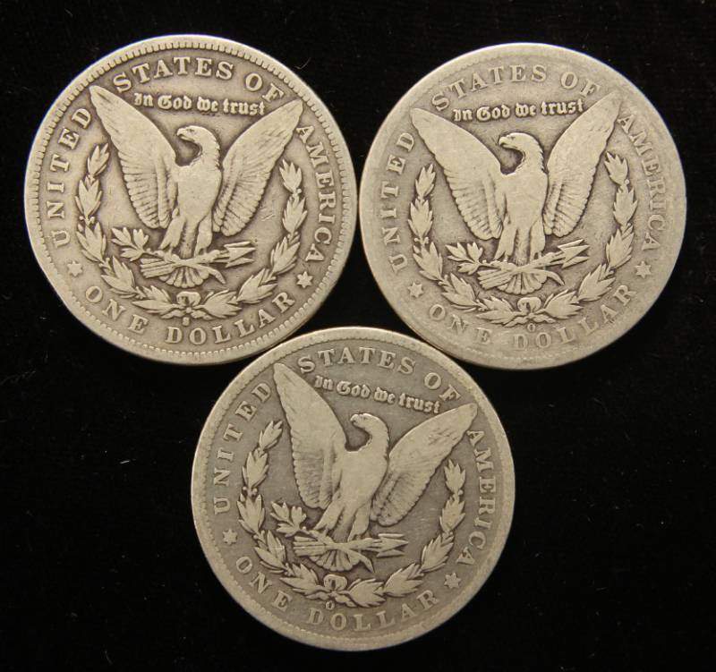 GROUP OF 3 MORGAN SILVER DOLLARS 1881-S 1899-O 1900-O