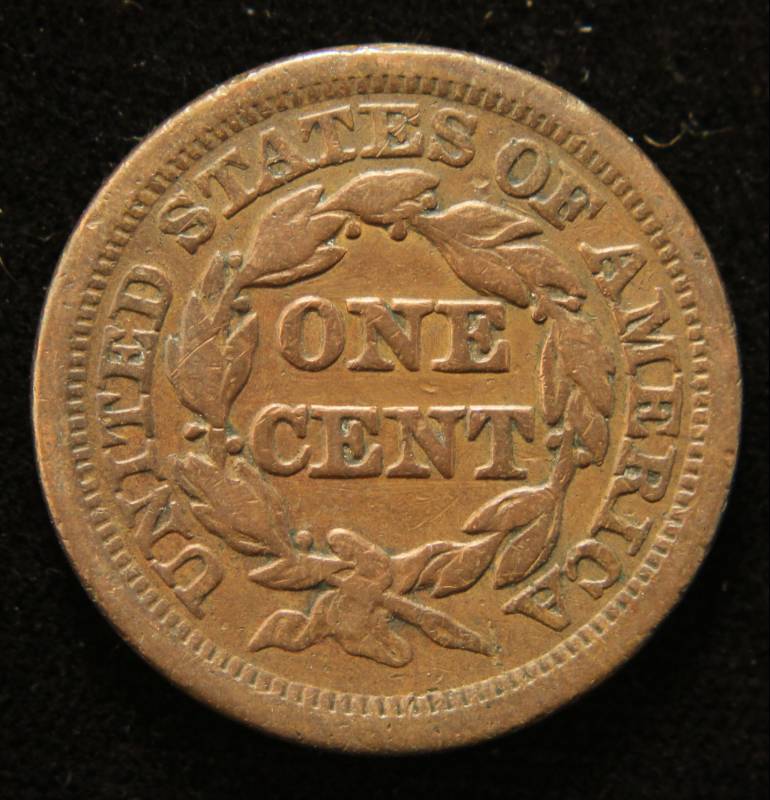 1854 US BRAIDED HAIR LARGE CENT