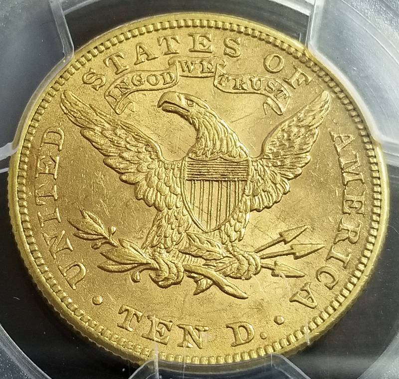 1899 US $10 GOLD LIBERTY AU58 PCGS