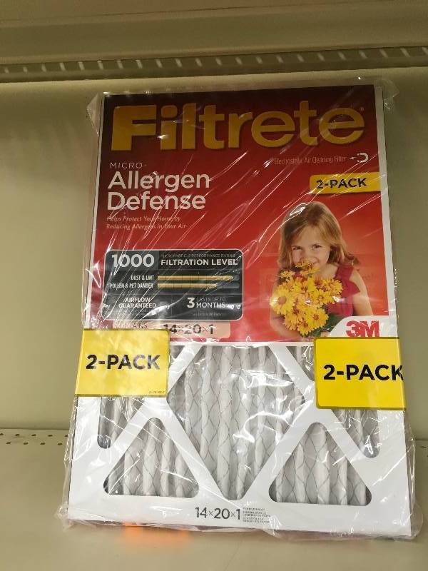 lot 39 image: Filtrete 14x20x1 2 Pack Air Filters, Retail $35.00