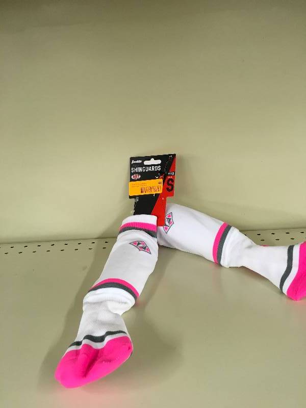 lot 46 image: Built In Shin Guards W Socks, Retail $14.99