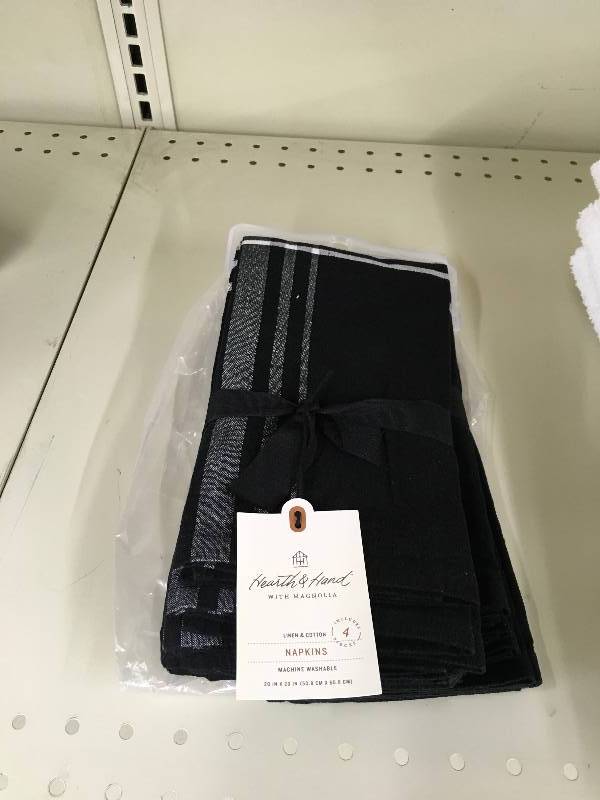 lot 98 image: Hearth & Hand 4PK Napkins, Retail $9.99