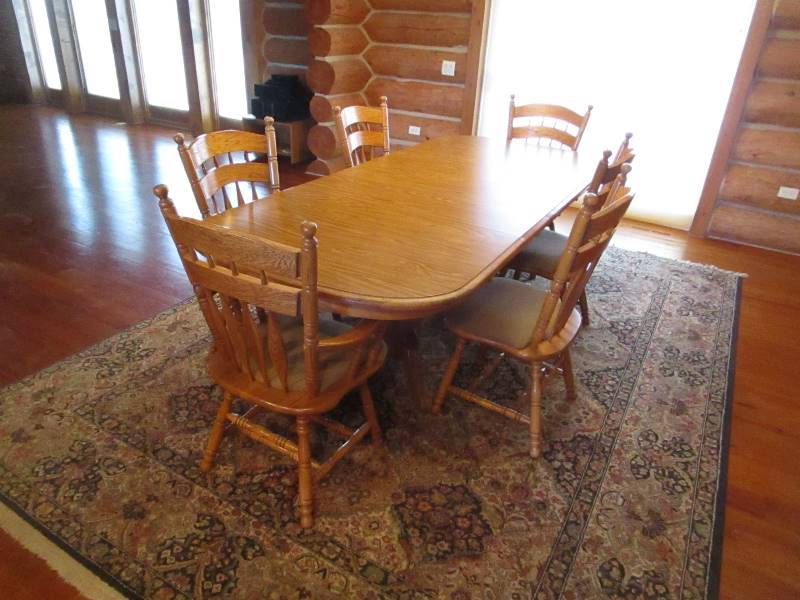 Solid Oak Dining Room Table Chairs Shop Equipment And