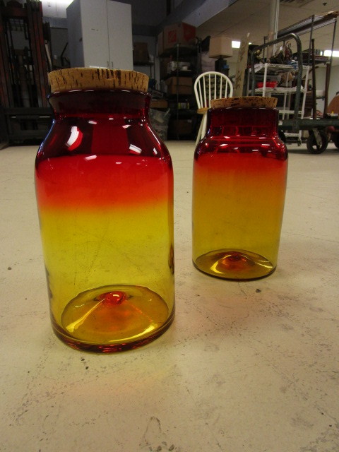 lot 113 image: HAND-BLOWN GLASS JARS