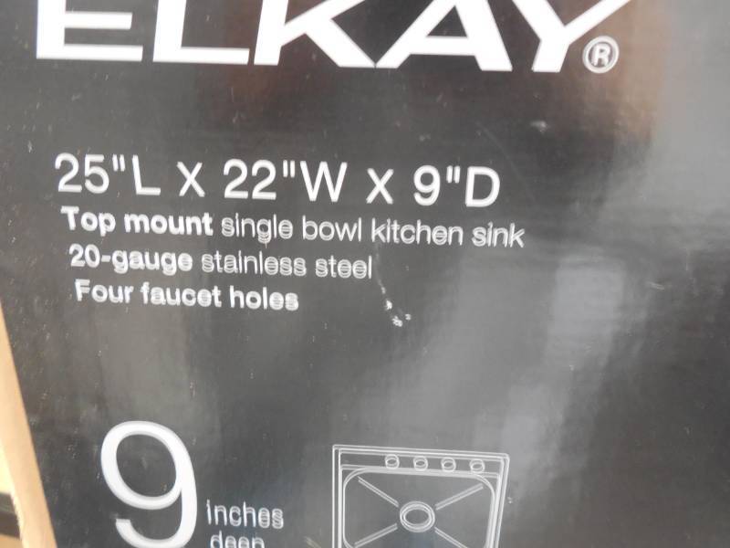 lot 27 image: Elkay Drop-In Stainless Steel 25 in. 4-Hole Single Bowl Kitchen Sink