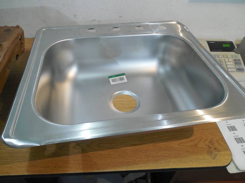 lot 44 image: Glacier Bay Drop-In Stainless Steel 25 in. 4-Hole Single Bowl Kitchen Sink