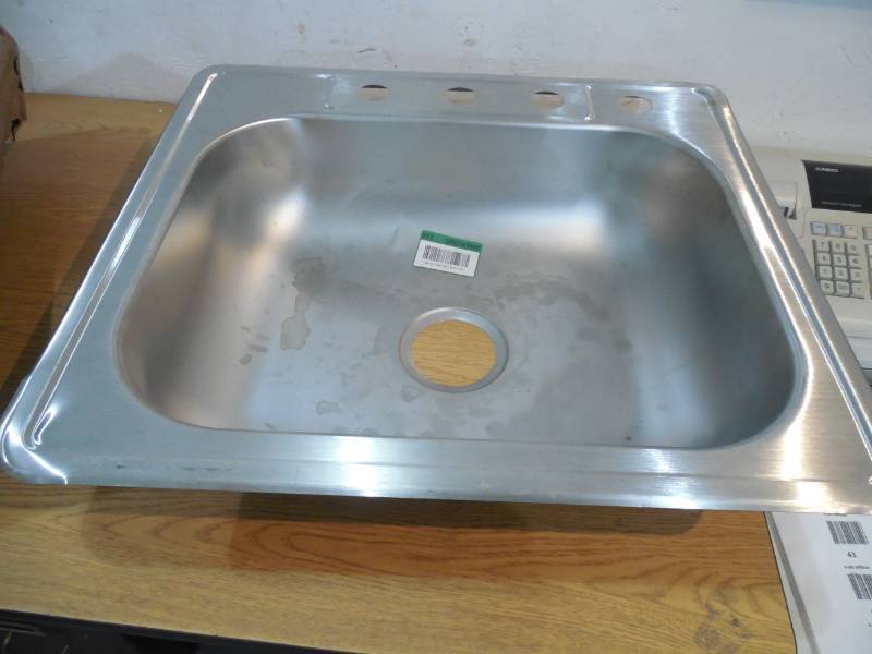 lot 45 image: Glacier Bay Drop-In Stainless Steel 25 in. 4-Hole Single Bowl Kitchen Sink