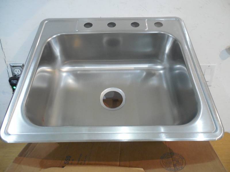 lot 46 image: Glacier Bay Drop-In Stainless Steel 25 in. 4-Hole Single Bowl Kitchen Sink