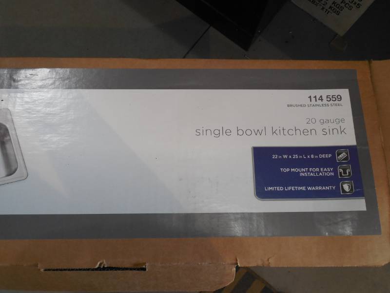 lot 55 image: Glacier Bay Drop-In Stainless Steel 25 in. 4-Hole Single Bowl Kitchen Sink