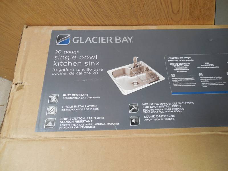 lot 20 image: Glacier Bay Drop-in Stainless Steel 25 in. 3-Hole Single Bowl Kitchen Sink