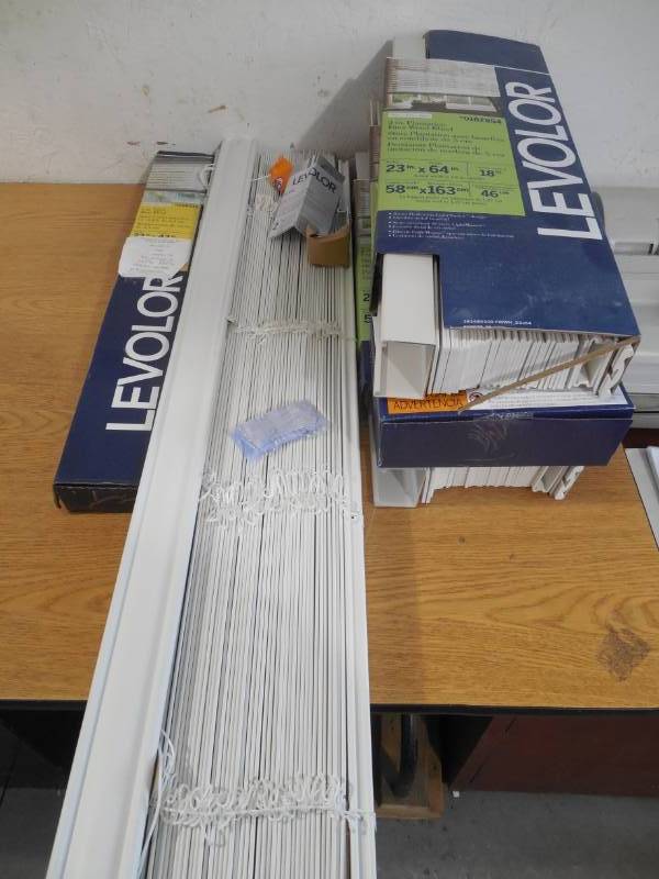 lot 124 image: LEVOLOR 2-in White Faux Wood Blinds Lot