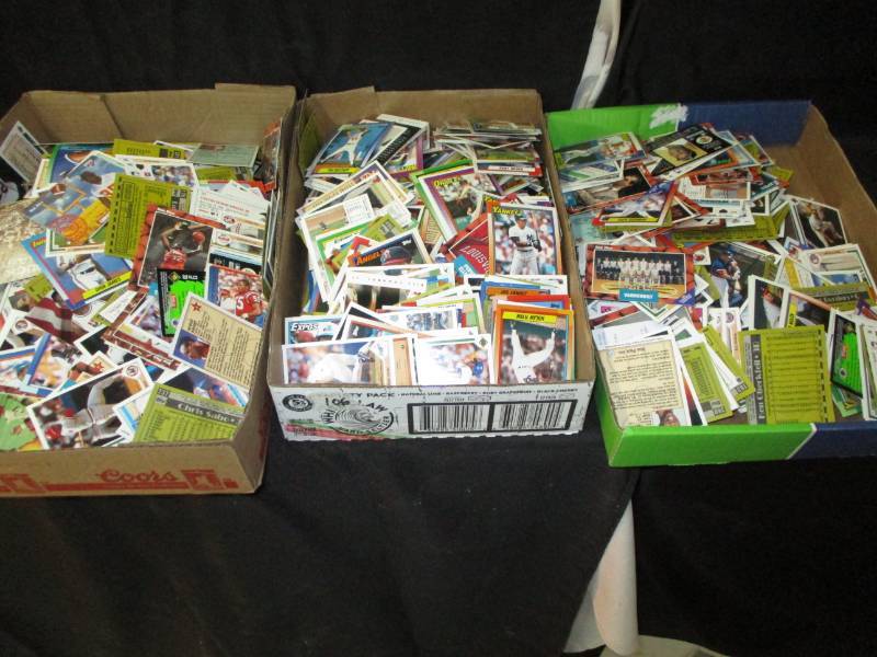 lot 71 image: Random Assortment of football, baseball, basketball cards
