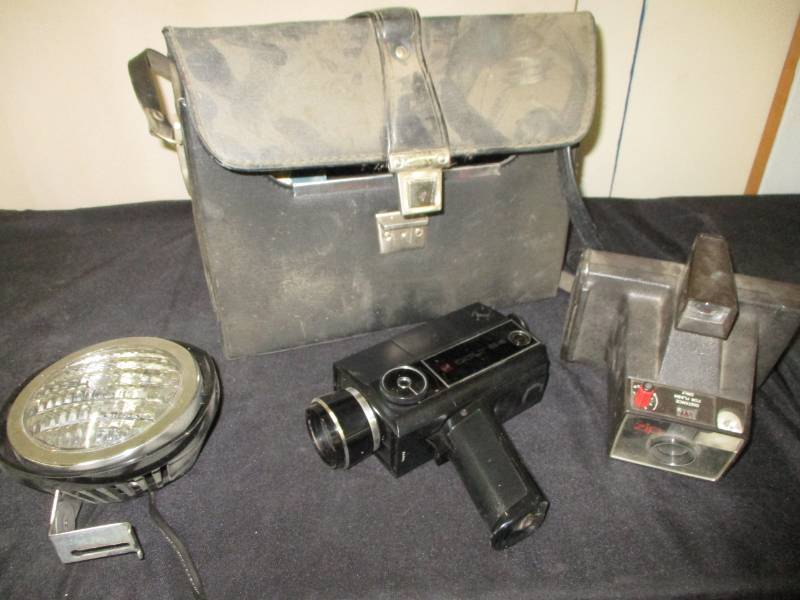 lot 149 image: Colt 84 recorder, polaroid camera, case, light