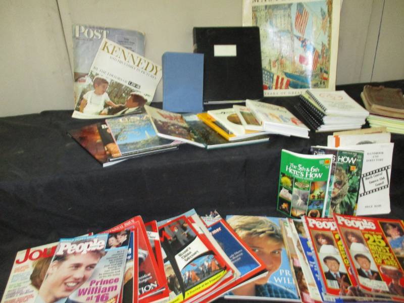 lot 158 image: Assortment of books, time magazines, people magazines, 50 American Masterpieces