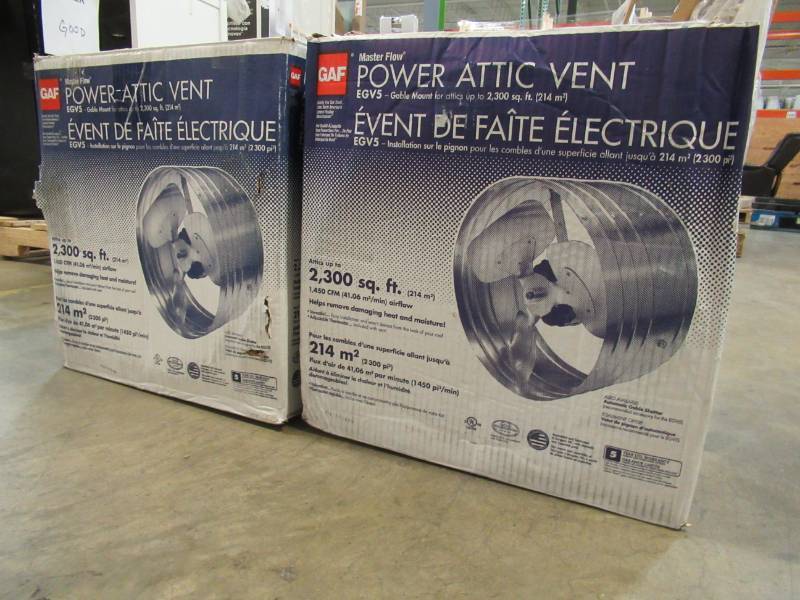 lot 23 image: 2 Master Flow 1450 CFM Power Gable Mount Attic Fans EGV5