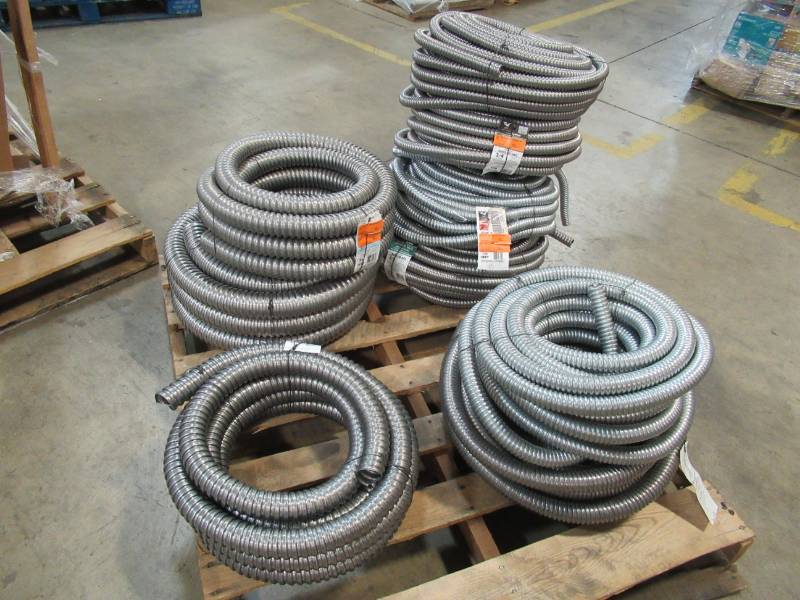 lot 84 image: Pallet of 34 - 2 Flexible Steel & Aluminum Conduit In 25, 50 And 100 Coil Pies.