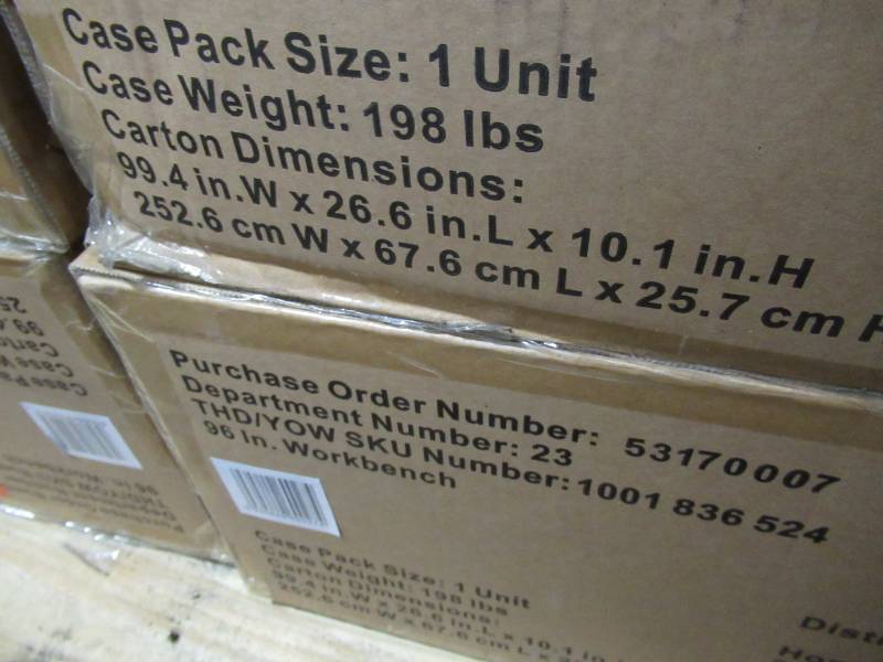 lot 64 image: Husky 8 ft. Solid Wood Top Workbench, G9600-US1 - In Manufacturers Packaging - NEW