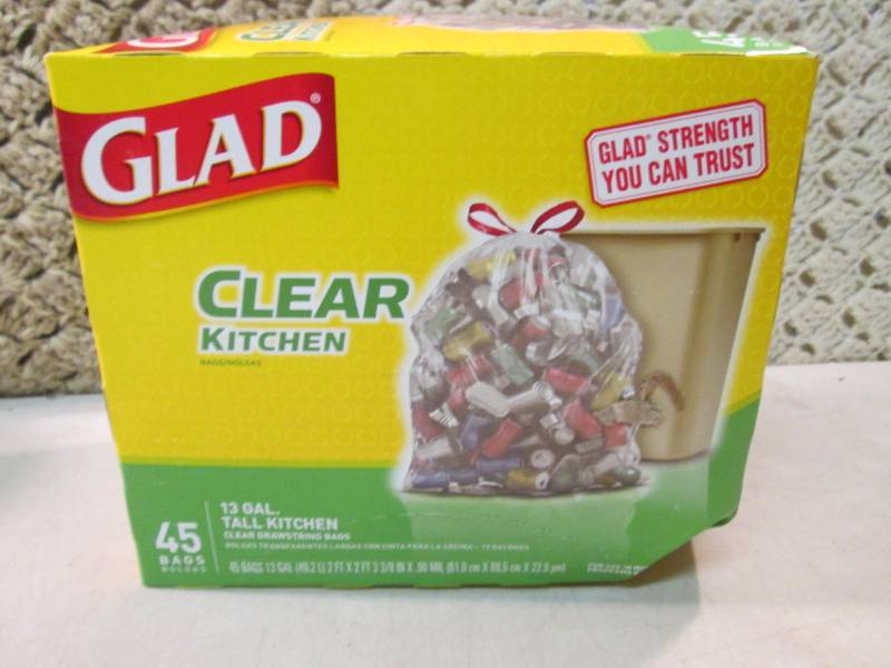 Box of 45 Glad 13 Gallon Drawstring...