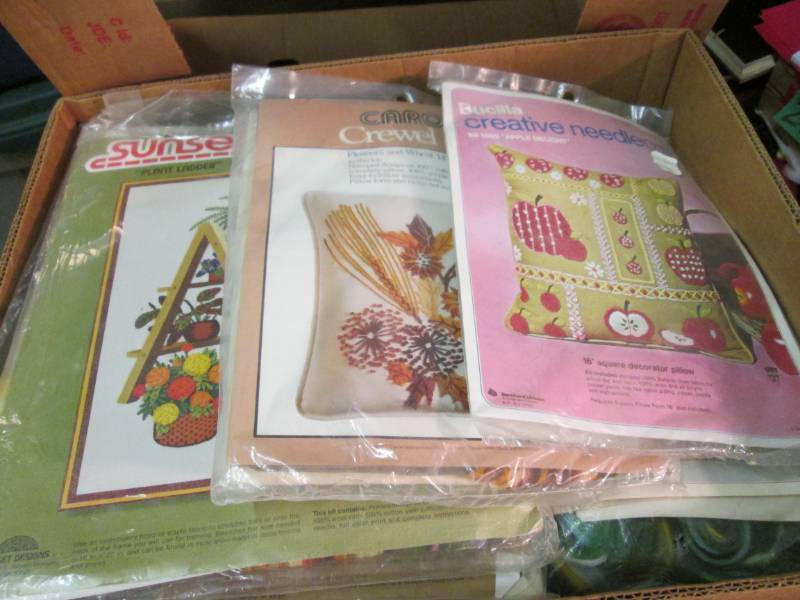 Box Full of Needle Point Kits Etc  ...