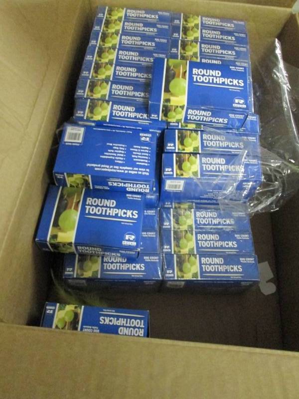 lot 13 image: 45 Boxes of Round ToothPicks 800 ct...