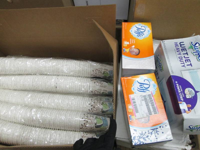 lot 36 image: 16 oz Hot Cups, Swiffer Wet Jet Mop...