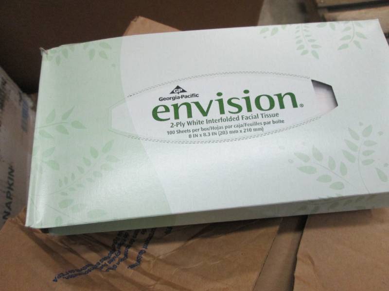 lot 37 image: GP Envision White Facial Tissue Fla...