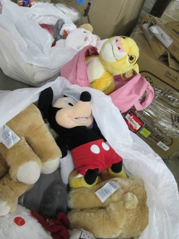 lot 50 image: 4 Bags of Assorted Plush Animals, P...