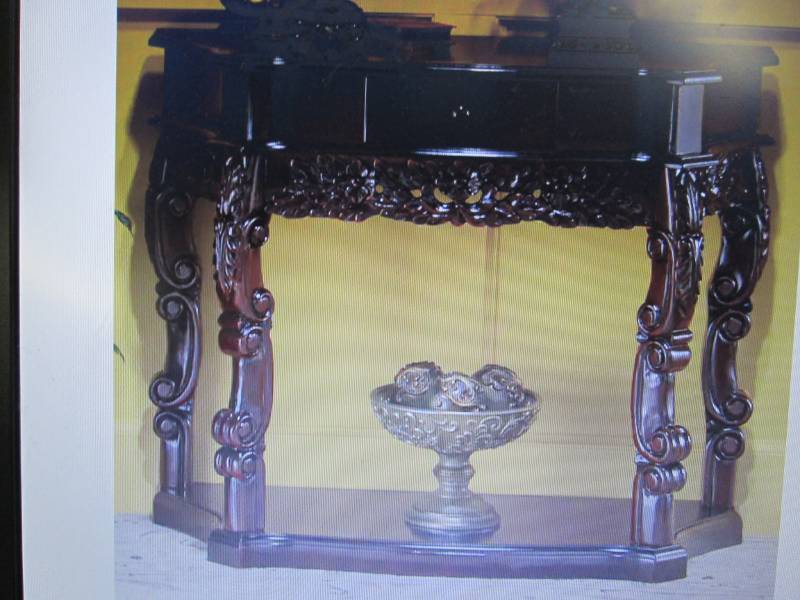 lot 245 image: Carved Curved Console Tableopen box...