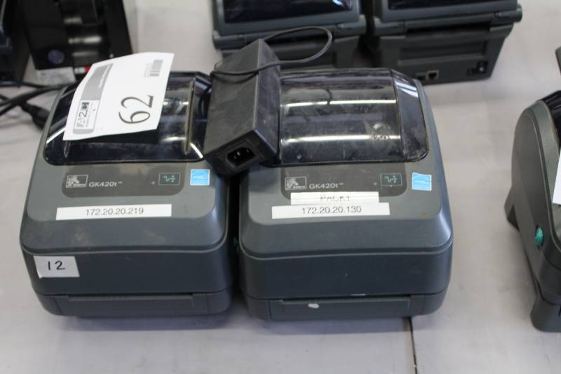 lot 62 image: Zebra GK420t Thermal Label Printers