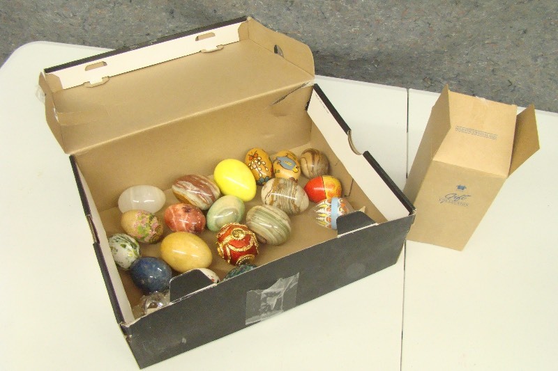 lot 141 image: Lot of Stone Carved, Enamel, etc. Eggs