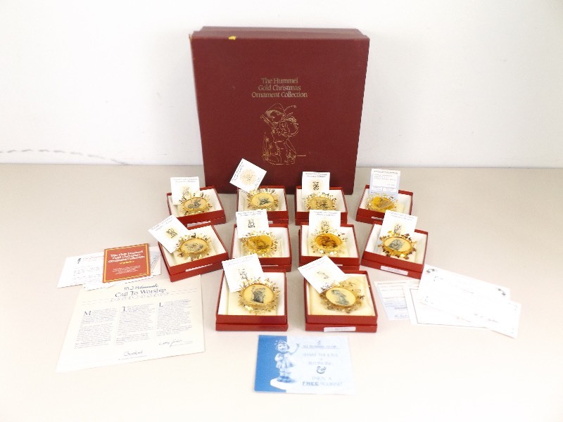 lot 85 image: Vintage Hummel Gold Christmas Ornament Collection in Original Boxes