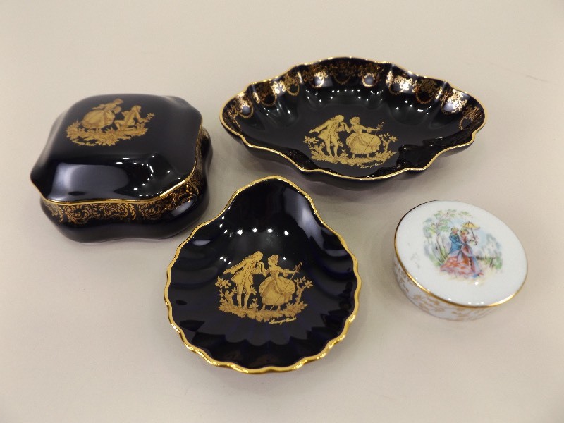 lot 95 image: Lot of Limoges France Trinket Boxes and Trays