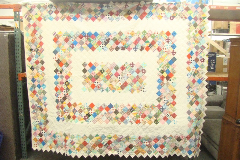 lot 104 image: Large 8ft x 7ft Handmade Patchwork Quilt