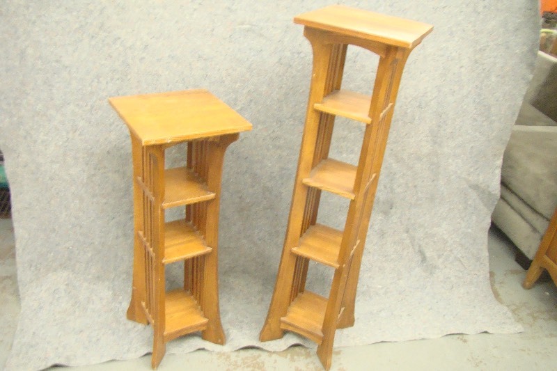 lot 110 image: Pair of Wooden Plant Stands