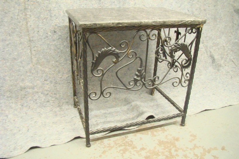 lot 111 image: Marble Top Metal Table