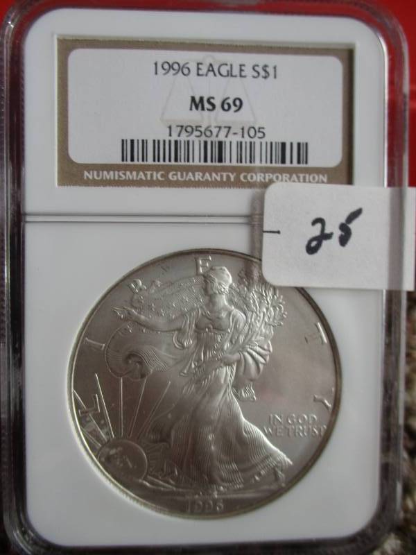 lot 25 image: 1996 Silver American Eagle UNC Rare
