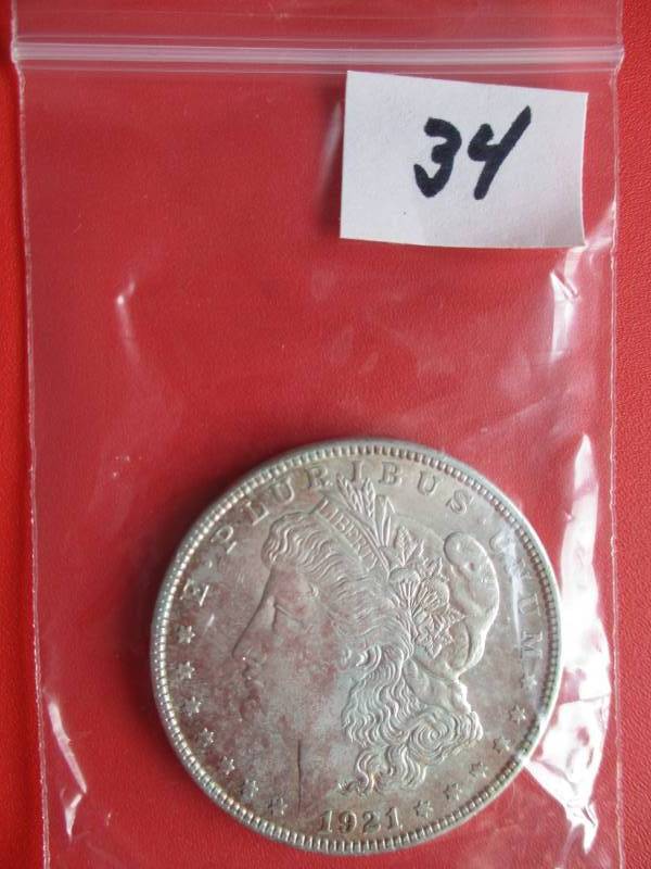 lot 34 image: 1921 Morgan Silver Dollar Higher Grade